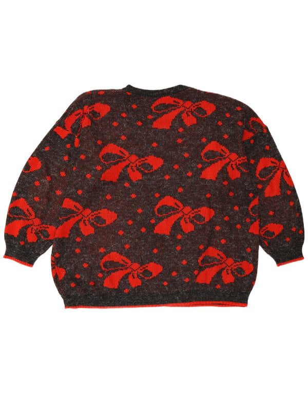 VINTAGE ženski džemper s okruglim izrezom UK 22 3XL sivi točkasti