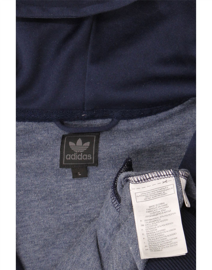 Adidas muški pulover s kapuljačom na patentni zatvarač veliki tamnoplavi poliester