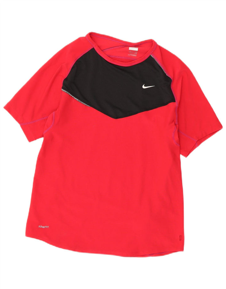Nike Muška majica kratkih rukava UK 39/41 Medium Red Colourblock Poliester