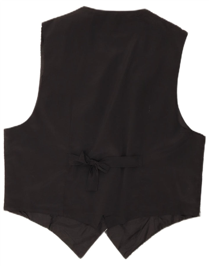 VINTAGE ženski prsluk UK 18 XL crni cvjetni poliester