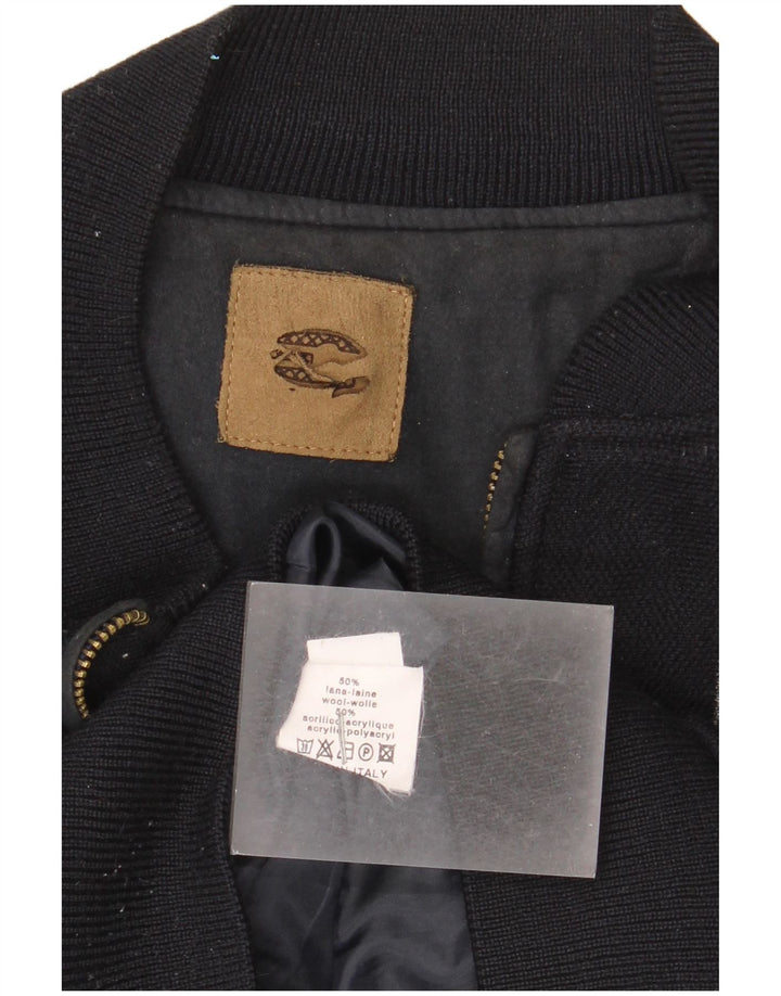 Vintage muška pletena bomber jakna IT 56 2XL crna vunena boja