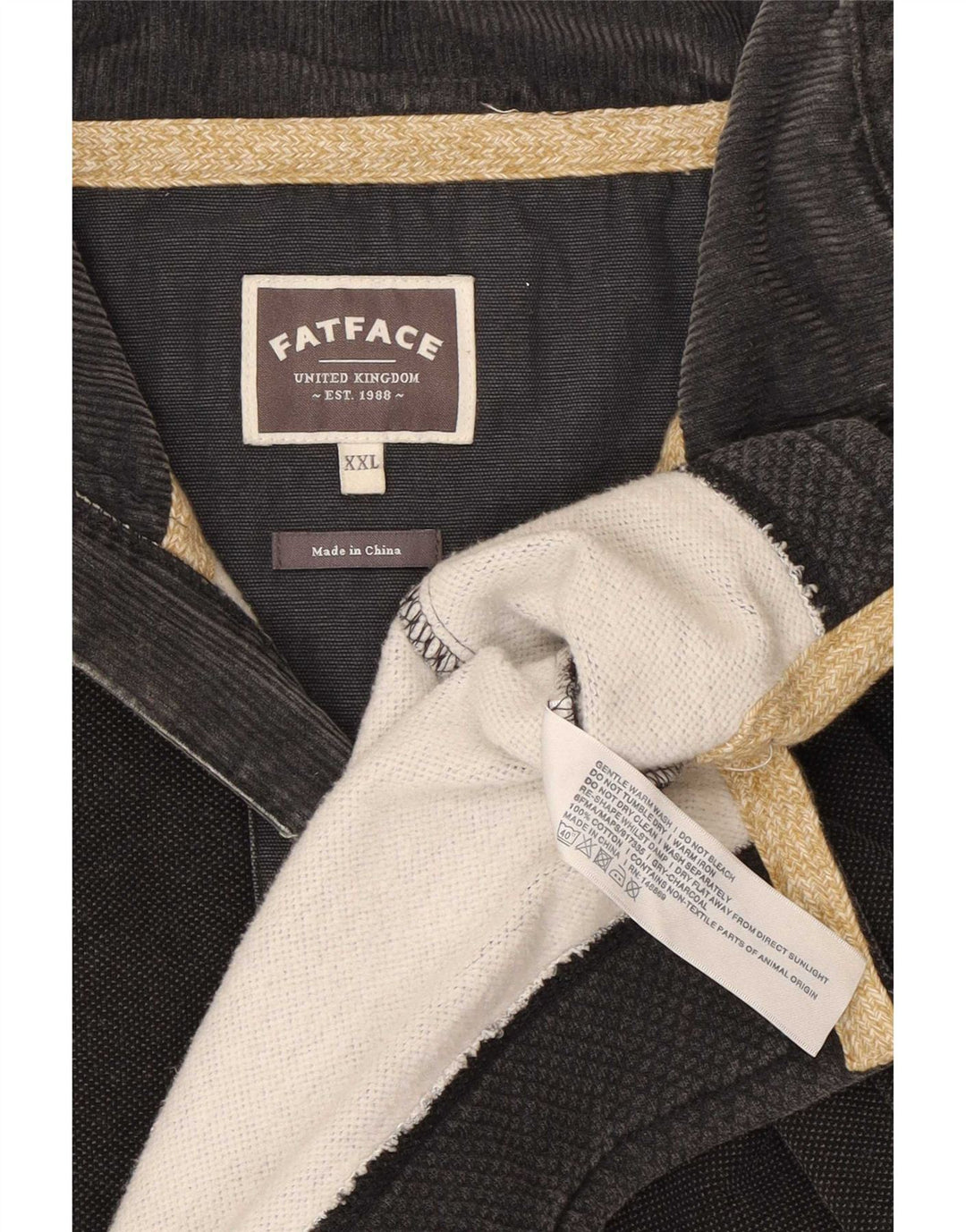 Fat Face muška majica s izrezom s patentnim zatvaračem 2XL sivi pamuk
