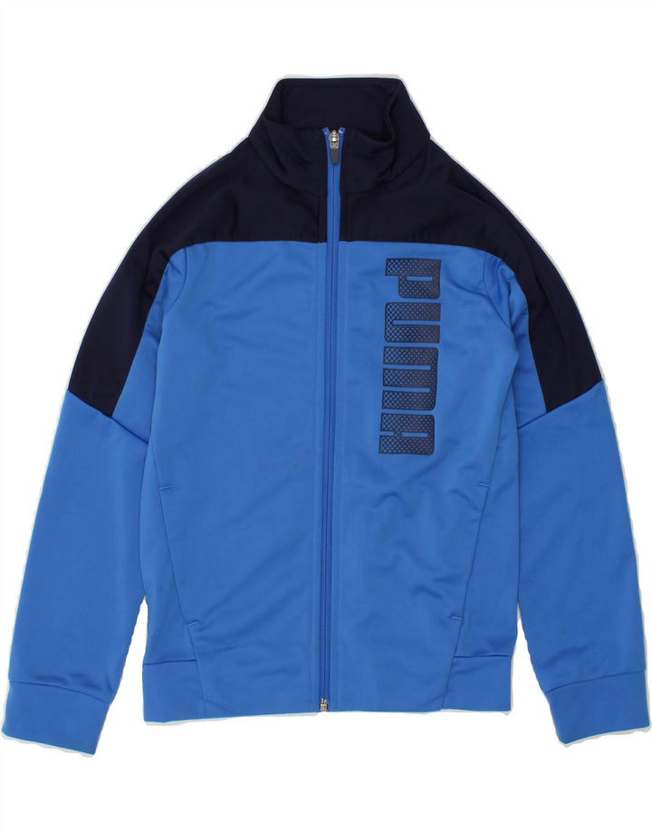 PUMA Boys Graphic Tracksuit Top Jacket 9-10 Years Blue Colourblock Vintage Puma and Second-Hand Puma from Messina Hembry 