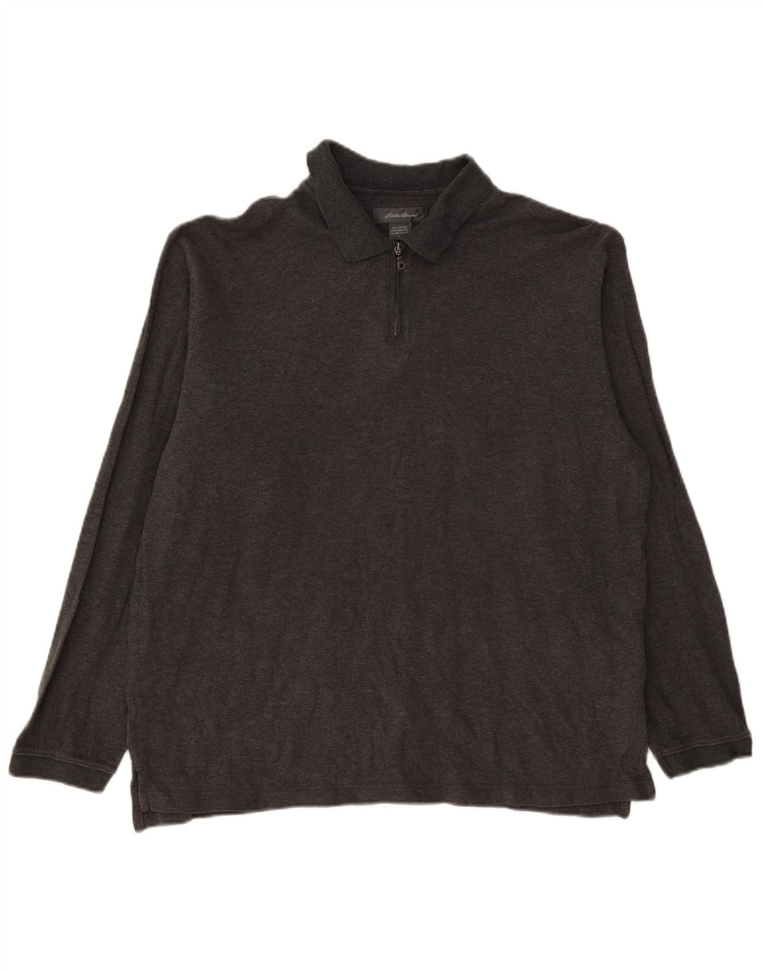 EDDIE BAUER Velika muška polo majica dugih rukava, sivi pamuk