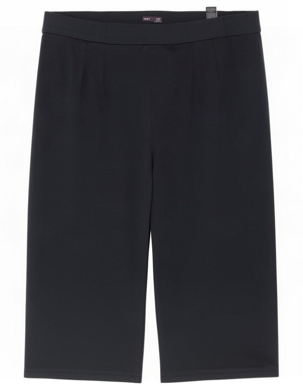 Marks & Spencer Womens Cropped Trousers UK 24 4XL W40 L26 Navy Blue Viscose