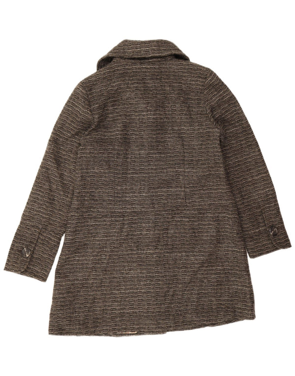 Bijeli ženski kaput UK 14, veliki sivi prugasti poliester