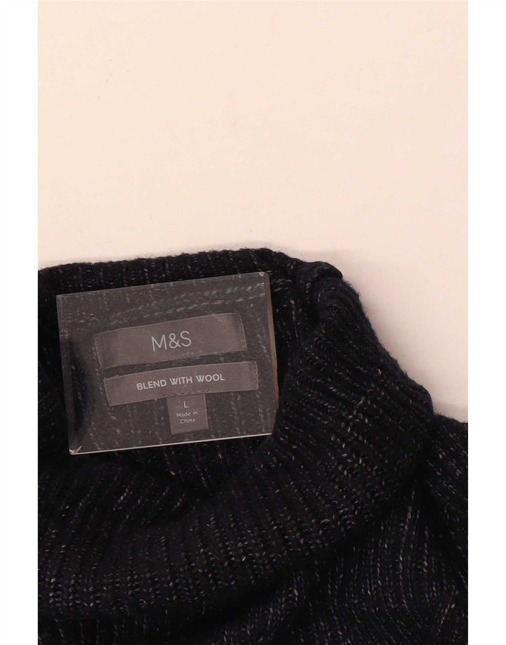 Marks & Spencer muški pulover s rol izrezom, veliki tamnoplavi vuneni