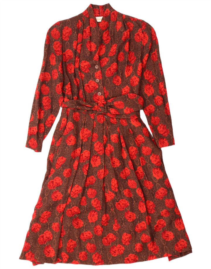 STANNER Ženska haljina A-kroja dugih rukava IT 42 Srednje smeđa cvjetna vuna