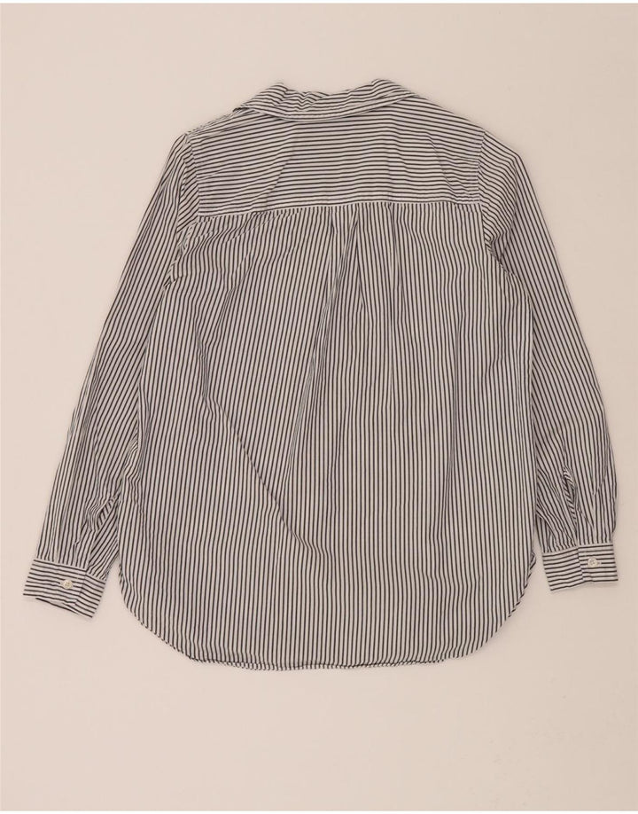 J. CREW Womens Oversized Pullover Shirt UK 6 XS White Pinstripe Cotton Vintage J. Crew and Second-Hand J. Crew from Messina Hembry 