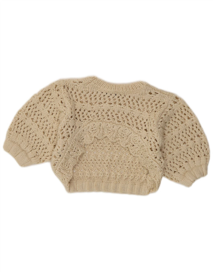 Zara ženski pleteni prozirni vrh UK 8 Small Beige Acrylic