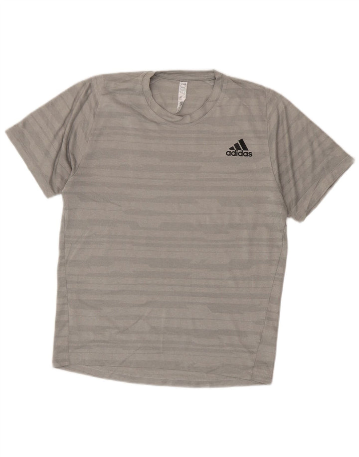 Adidas muška majica s kratkim rukavima Climalite, mali sivi prugasti poliester