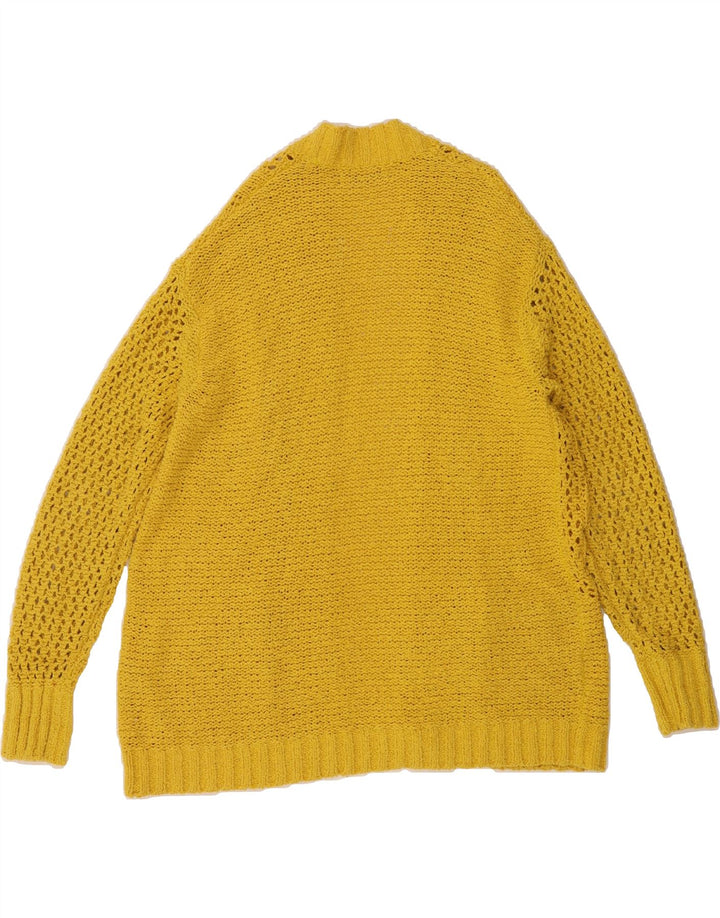 MARKS & SPENCER Womens Open Cardigan Sweater UK 14 Medium Yellow Cotton Vintage Marks & Spencer and Second-Hand Marks & Spencer from Messina Hembry 