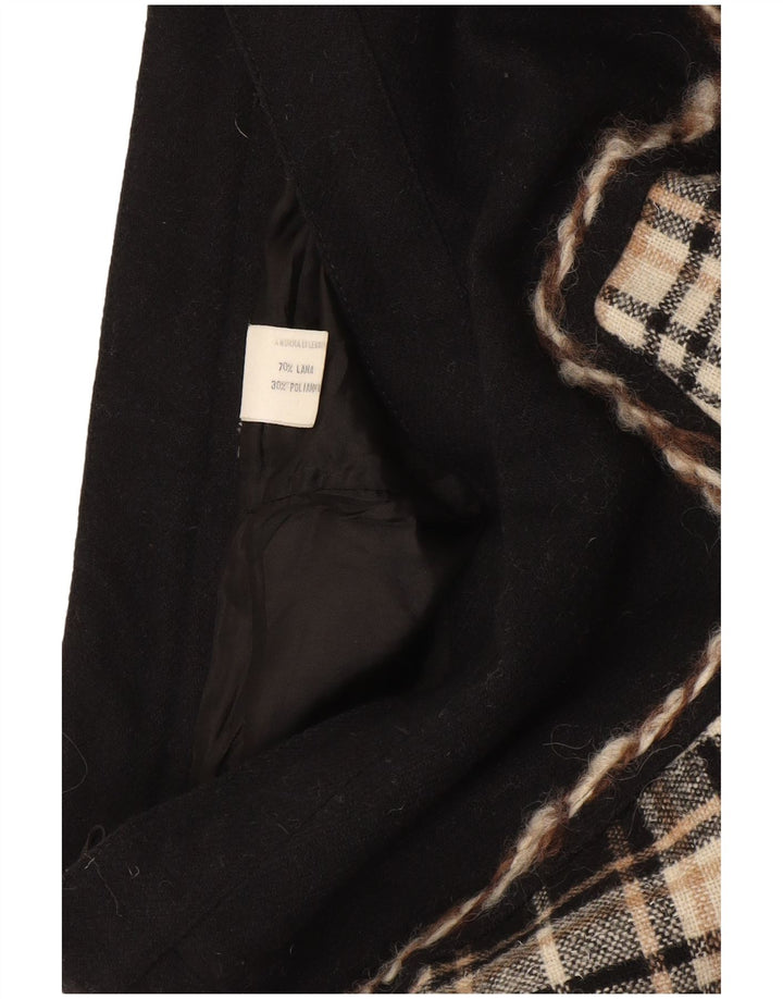 Vintage ženska suknja A-kroja W28 srednje crna karirana vuna