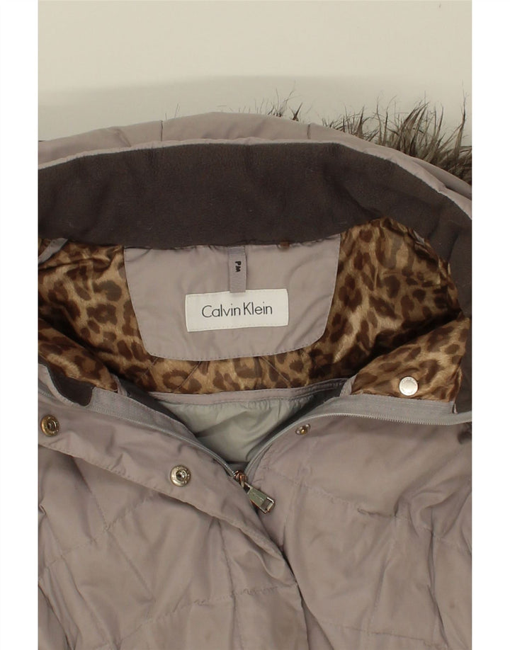 CALVIN KLEIN Womens Hooded Windbreaker Jacket UK 12 Medium Grey Polyester Vintage Calvin Klein and Second-Hand Calvin Klein from Messina Hembry 