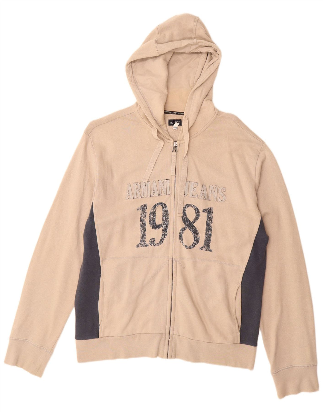 ARMANI JEANS Muški pulover s kapuljačom s patentnim zatvaračem srednje bež boje
