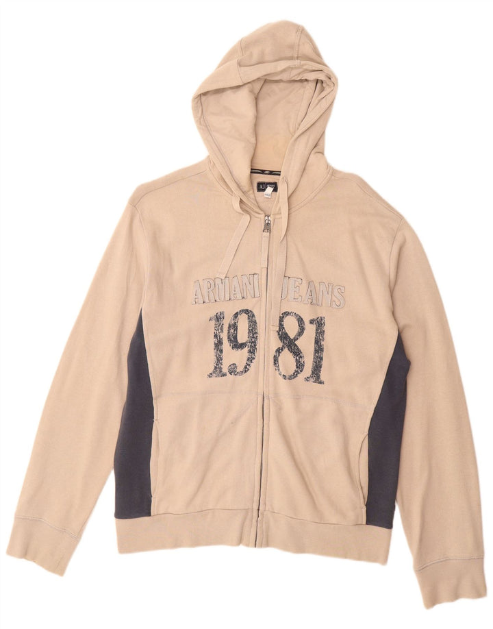 ARMANI JEANS Muški pulover s kapuljačom s patentnim zatvaračem srednje bež boje