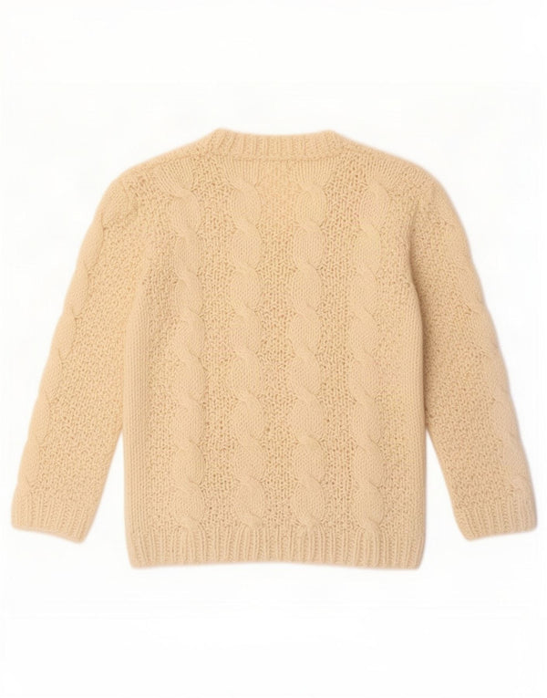 Vintage Womens V-Neck Jumper Sweater UK 14 Medium Beige