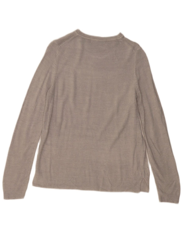 MARKS & SPENCER Womens Boat Neck Jumper Sweater UK 12 Medium Grey Acrylic