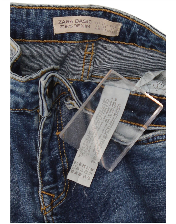 ZARA Womens Distressed Skinny Jeans EU 36 XS W26 L27 Blue Cotton