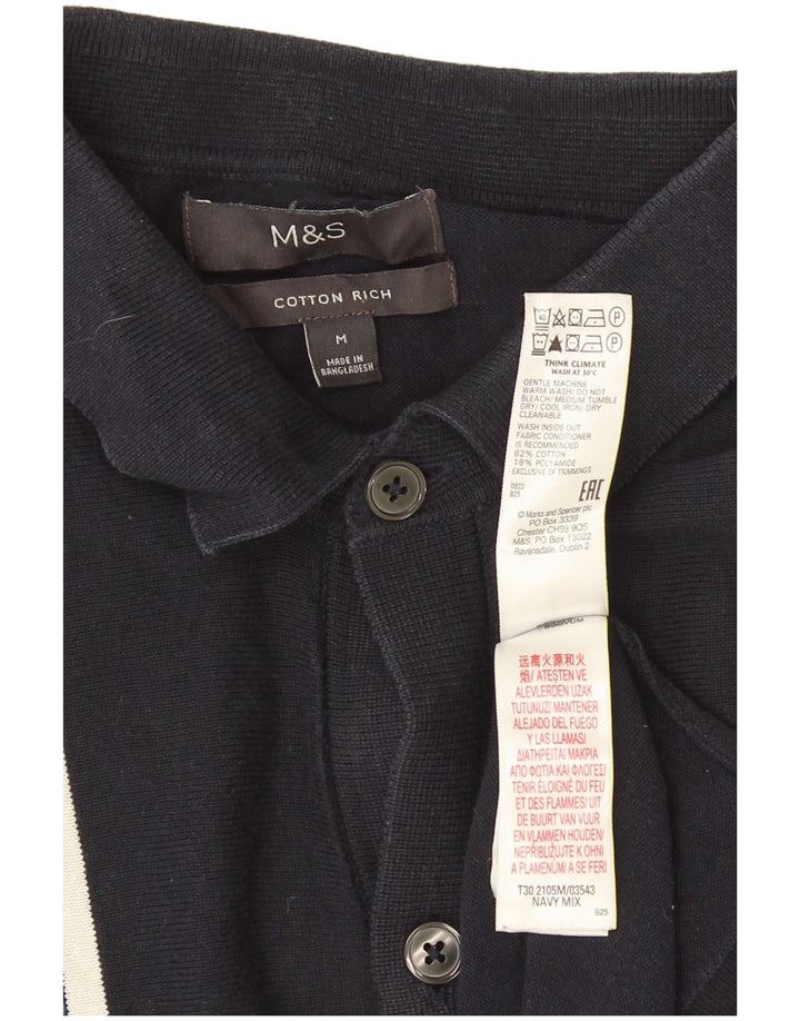 Marks & Spencer muški kardigan pulover srednje tamnoplave pruge od pamuka