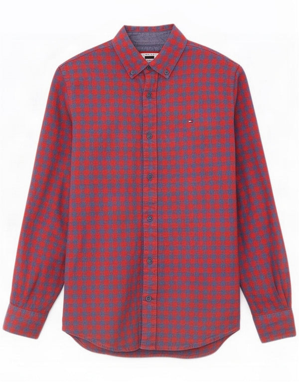 Tommy Hilfiger Mens Custom Fit Majica Small Red Gingham Cotton