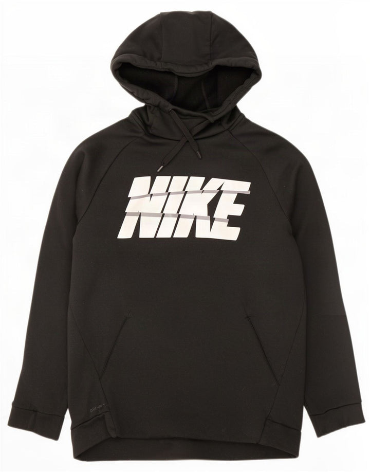 Nike Dri Fit grafički džemper s kapuljačom Srednji crni poliester