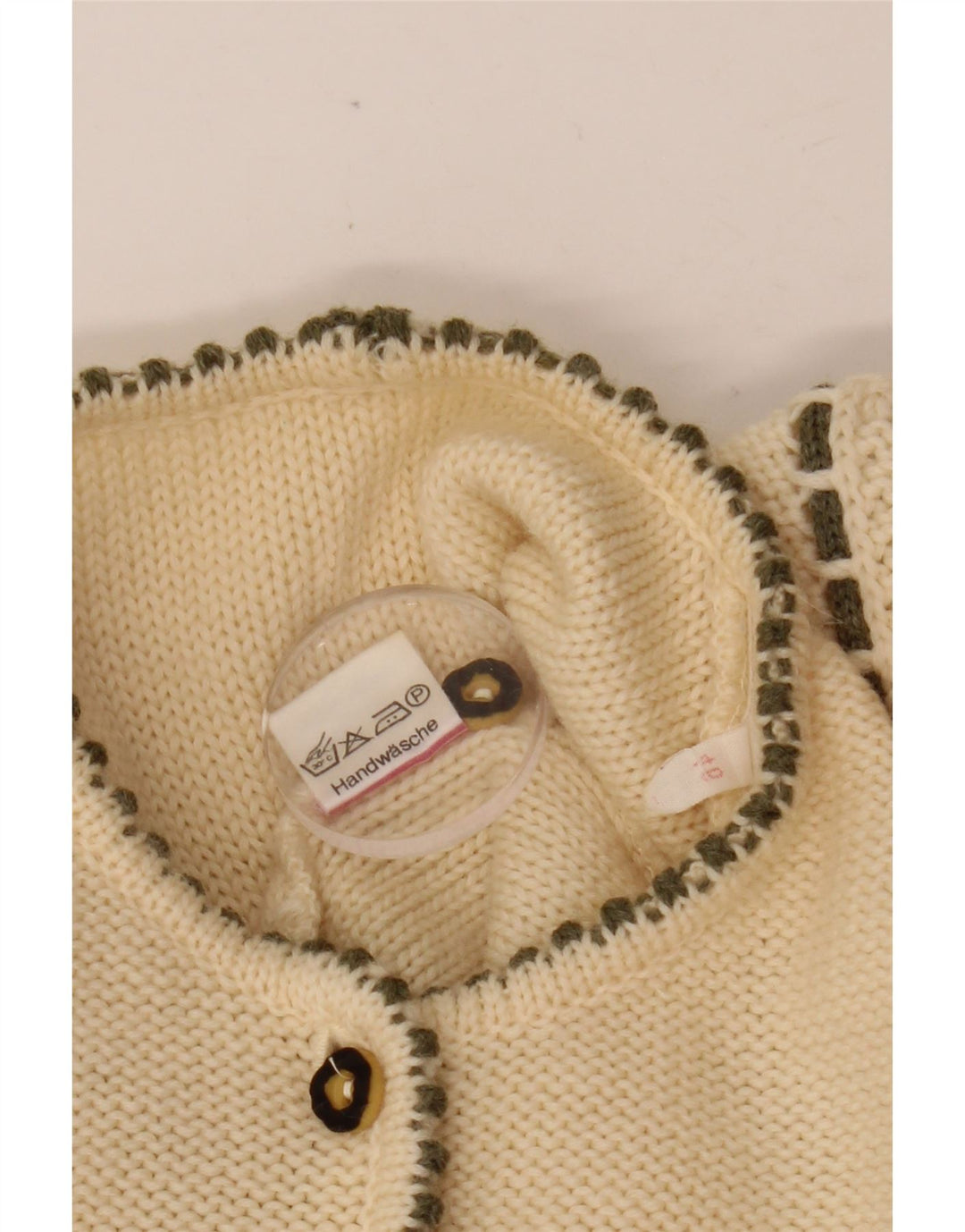 VINTAGE ženski kratki kardigan džemper EU 46 XL bež vuneni