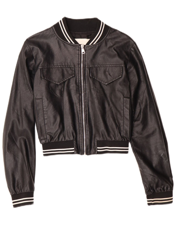 GAELLE ženska kožna jakna s grafičkim motivima UK 6 XS crna