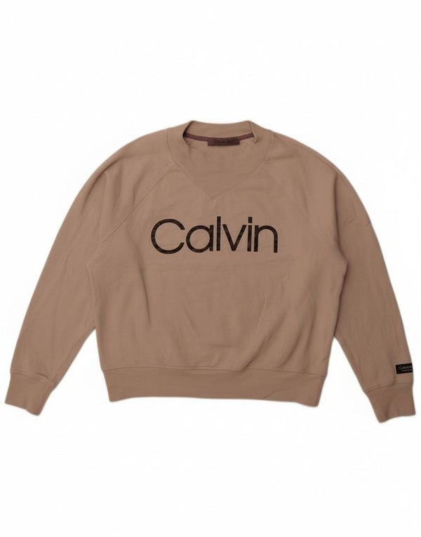 Calvin Klein Ženski džemper s grafičkim motivima UK 16 Large Beige Cotton
