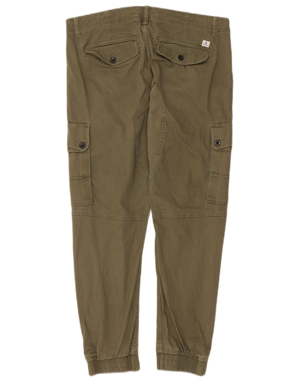 Jack & Jones Mens Paul Tapered Cargo Trousers W36 L28 Khaki Cotton