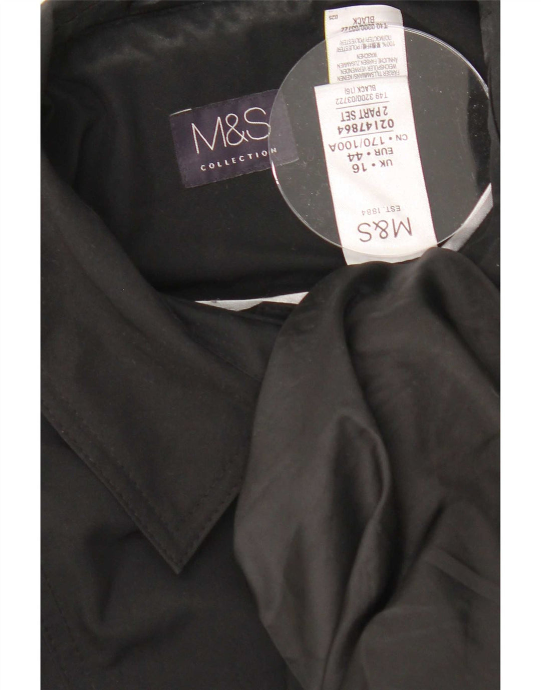 Marks & Spencer ženski trenč kaput UK 16 veliki crni poliester