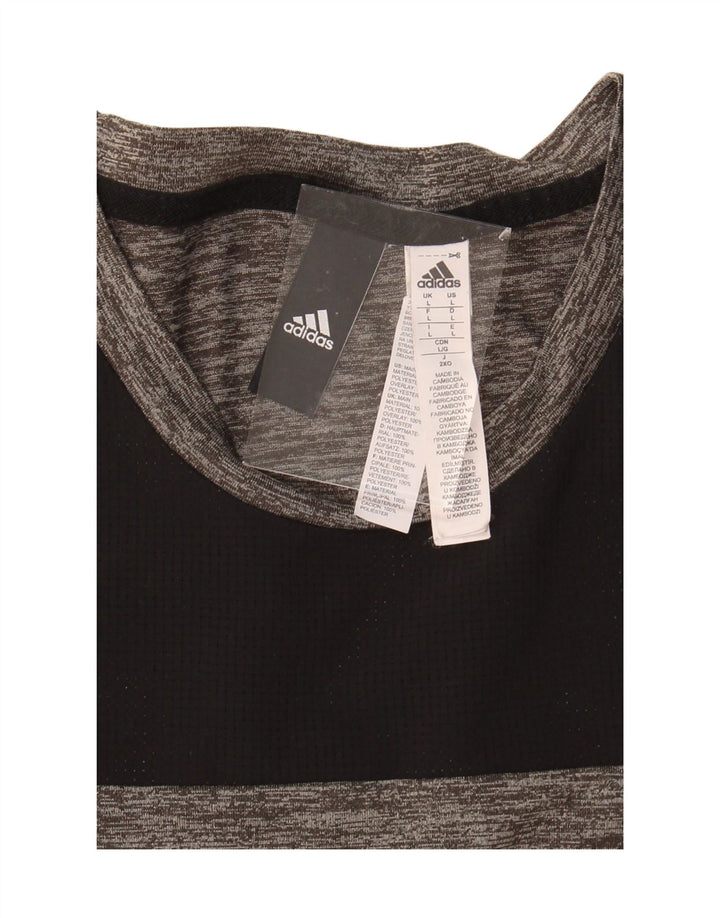 ADIDAS Mens T-Shirt Top Large Grey Colourblock Polyester