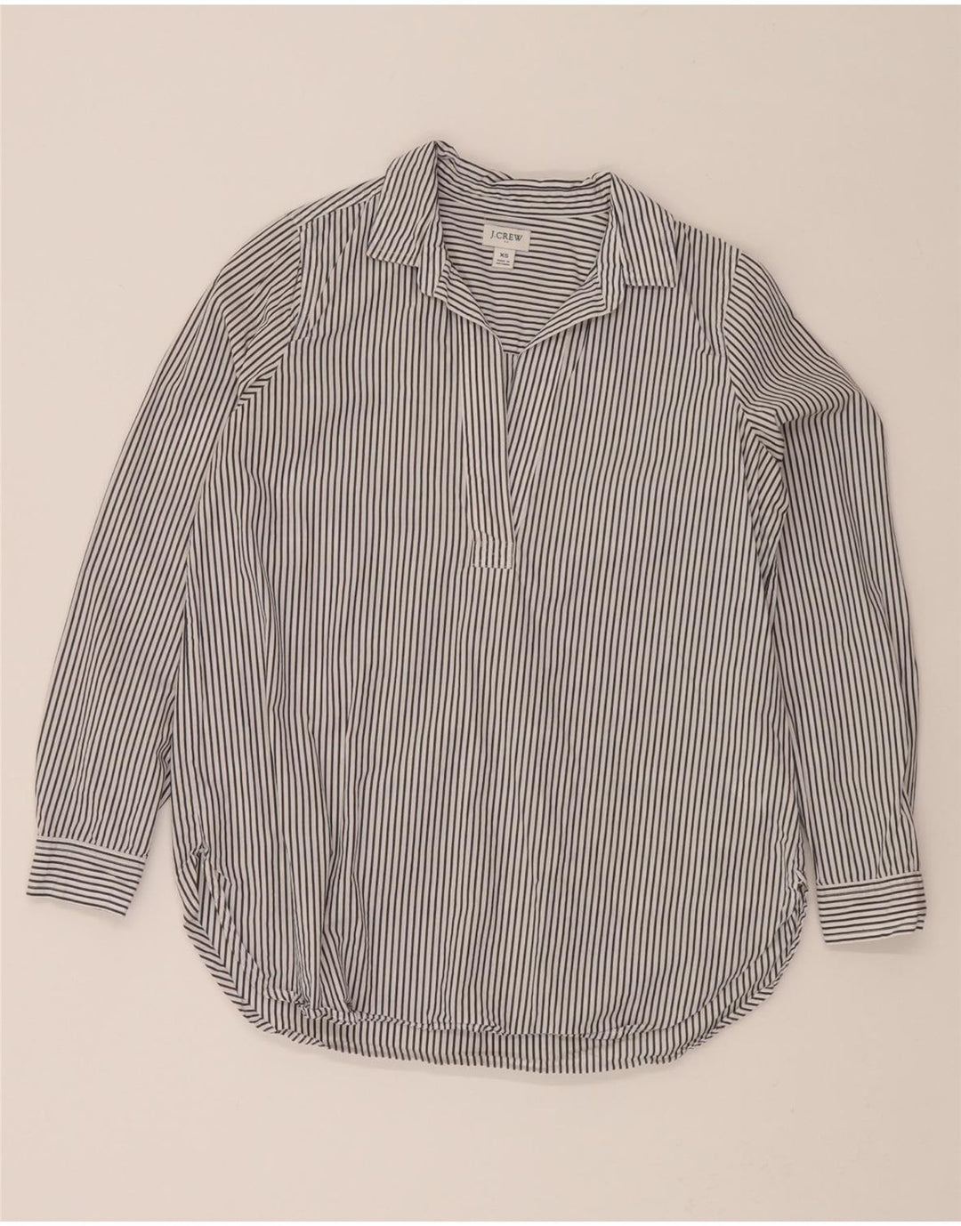 J. CREW Womens Oversized Pullover Shirt UK 6 XS White Pinstripe Cotton Vintage J. Crew and Second-Hand J. Crew from Messina Hembry 