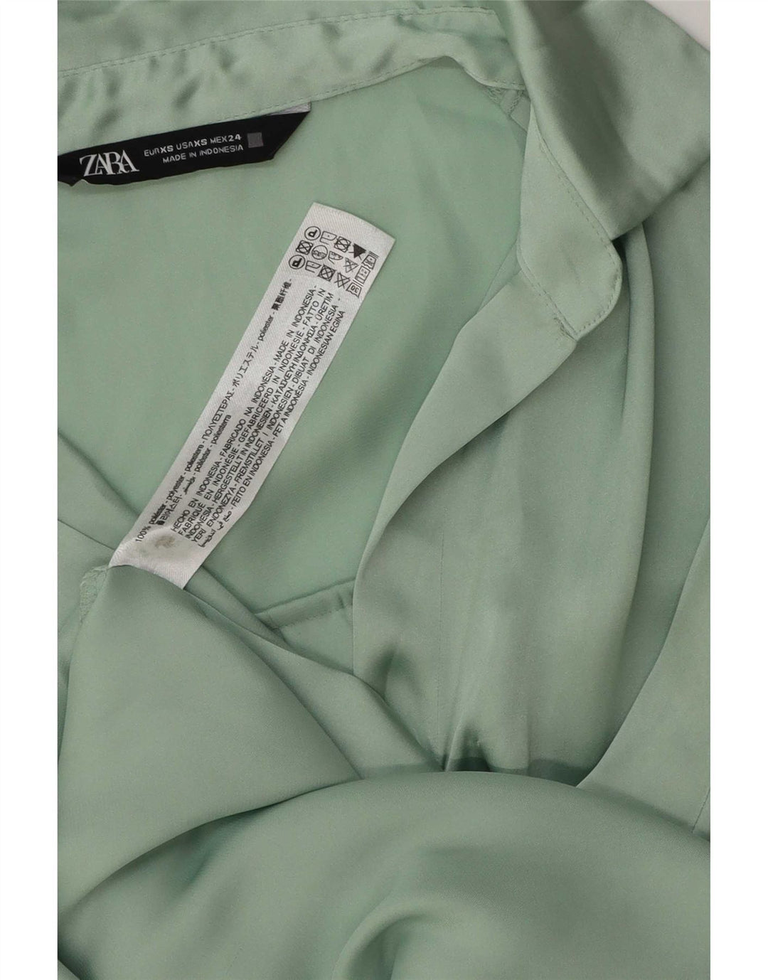 Zara ženska prevelika košulja bluza UK 6 XS zeleni poliester