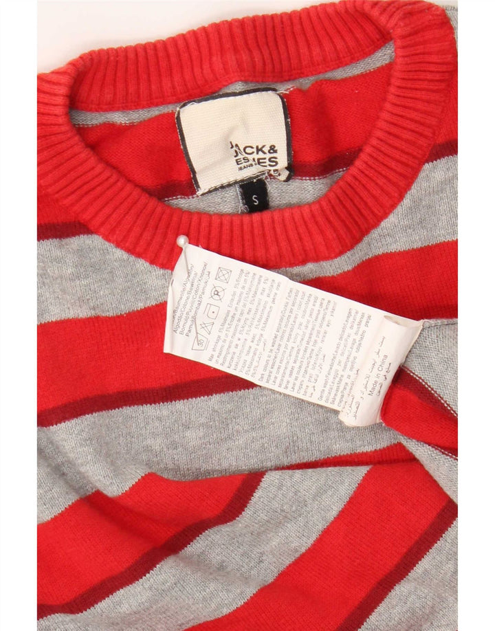 Jack & Jones, muški pulover s okruglim izrezom, male crvene pruge, običnog kroja