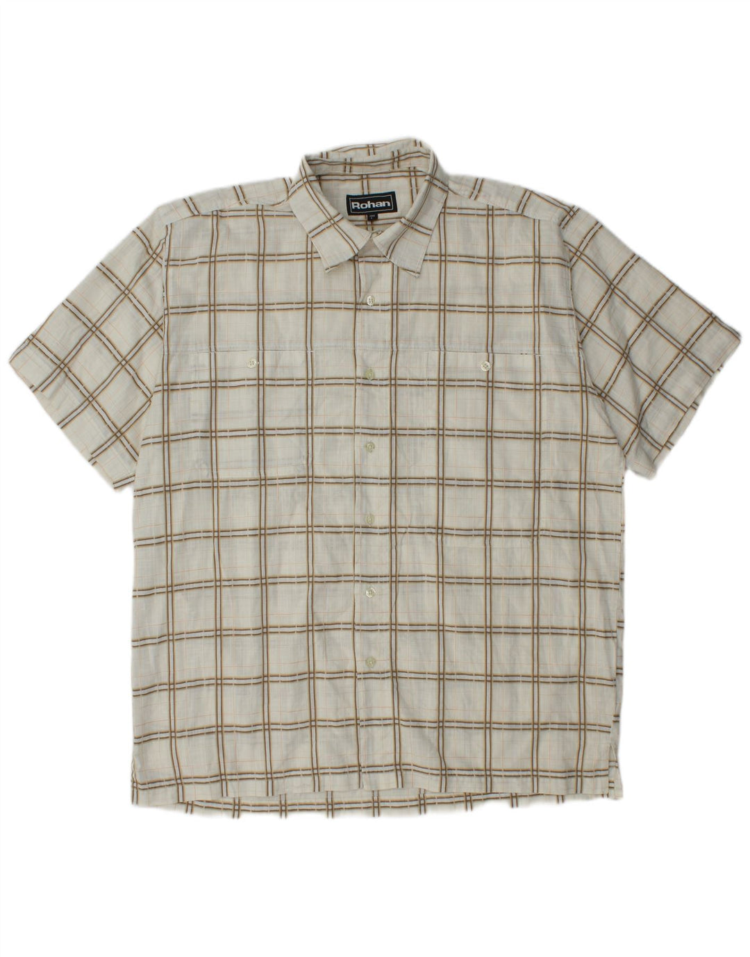 Rohan muška košulja kratkih rukava, velika sivobijela karirana poliesterska majica