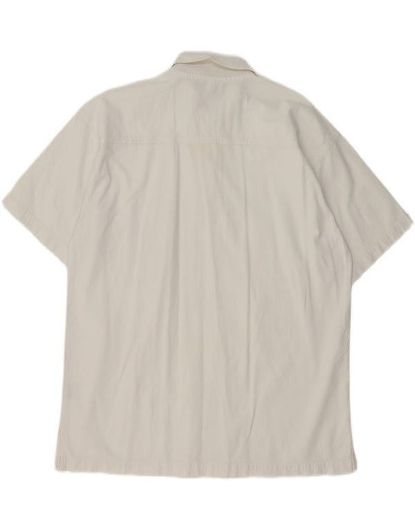 VINTAGE Mens Polo Shirt Medium White Cotton