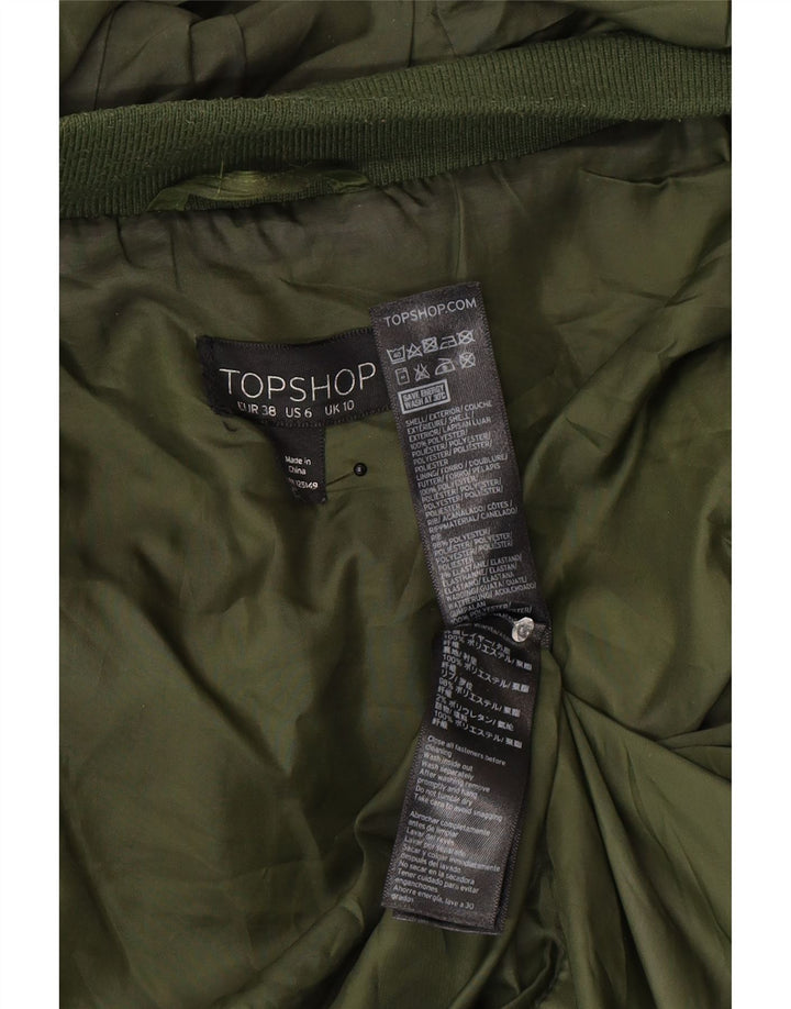 Topshop ženska prevelika podstavljena jakna s kapuljačom UK 10 mala kaki poliester