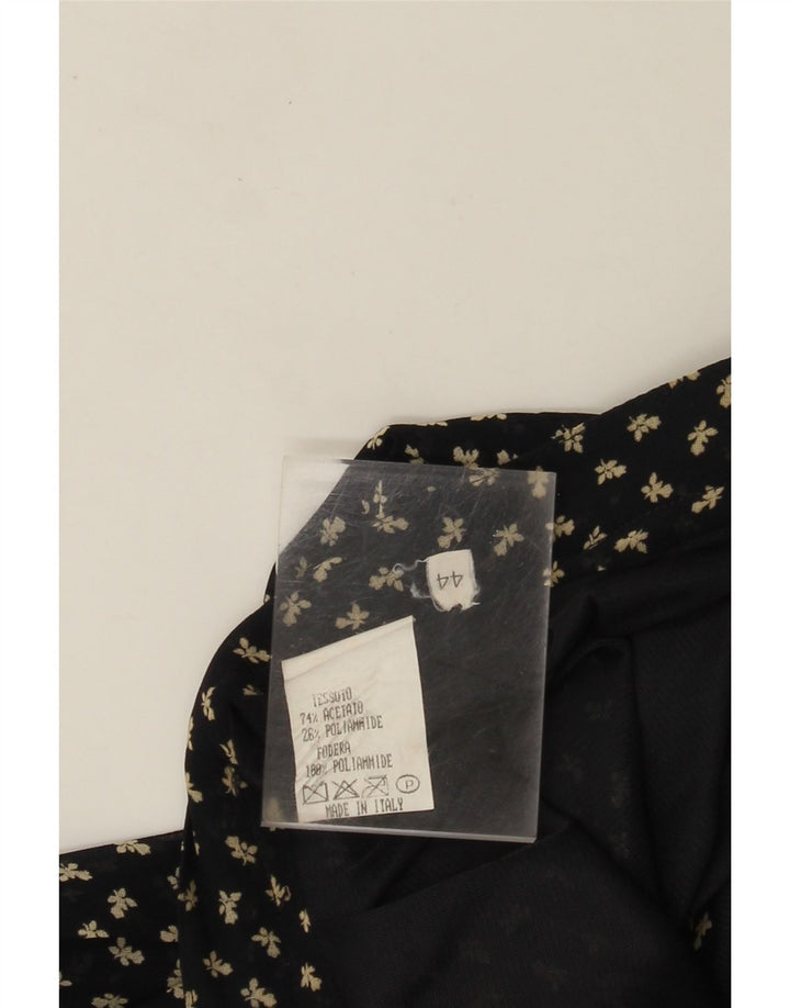 VINTAGE ženska suknja A-kroja visokog struka IT 44 srednje veličine W26 tamnoplava cvjetna