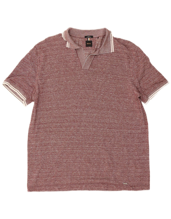 Hugo Boss muška uska polo majica XL tamnocrveni flekasti pamuk