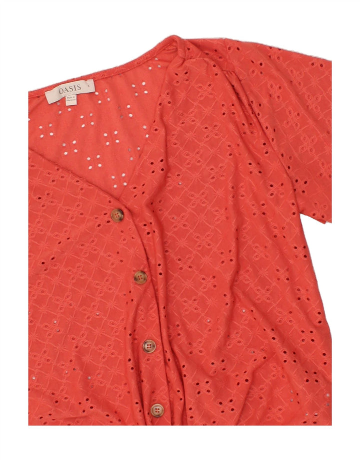 OASIS Womens Short Sleeve Shirt Blouse UK 10 Small Red Polyester Vintage Oasis and Second-Hand Oasis from Messina Hembry 