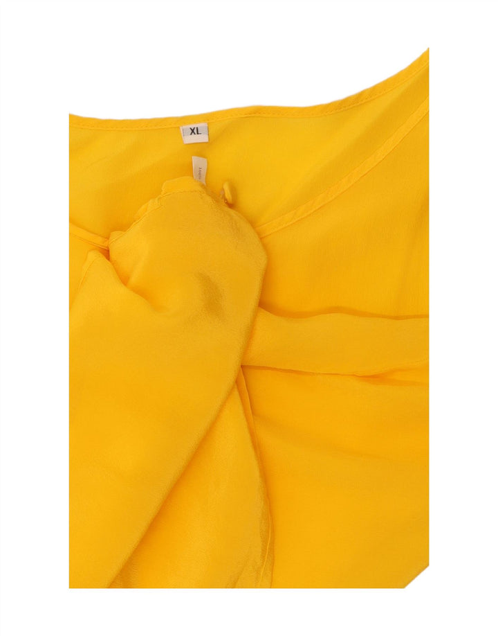 VINTAGE Ženska majica bez rukava UK 18 XL Žuta svila