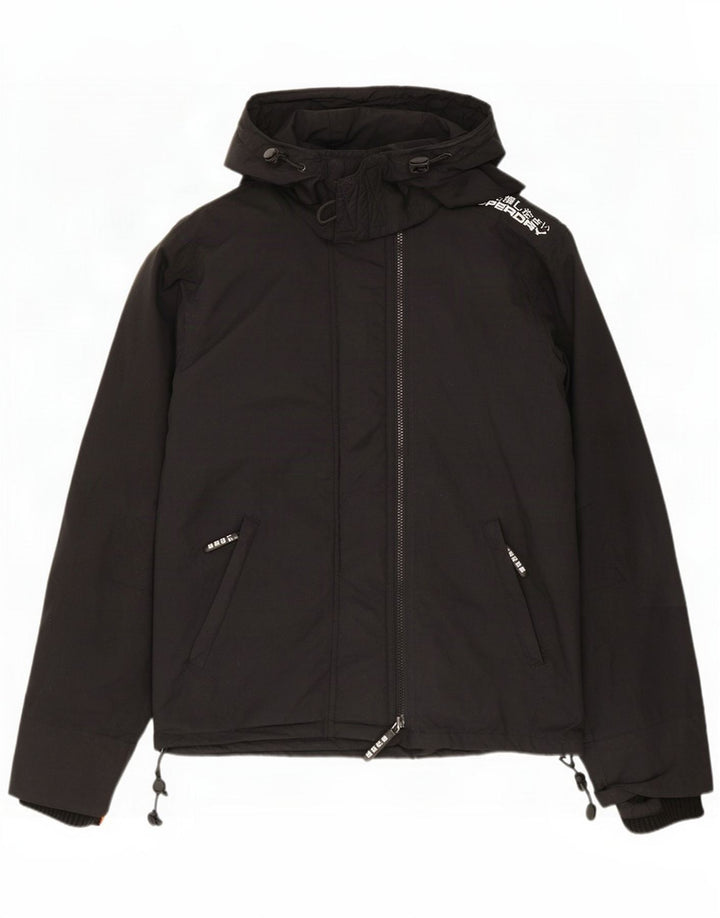 Superdry Muška kišna jakna s kapuljačom UK 38 Medium Black Nylon