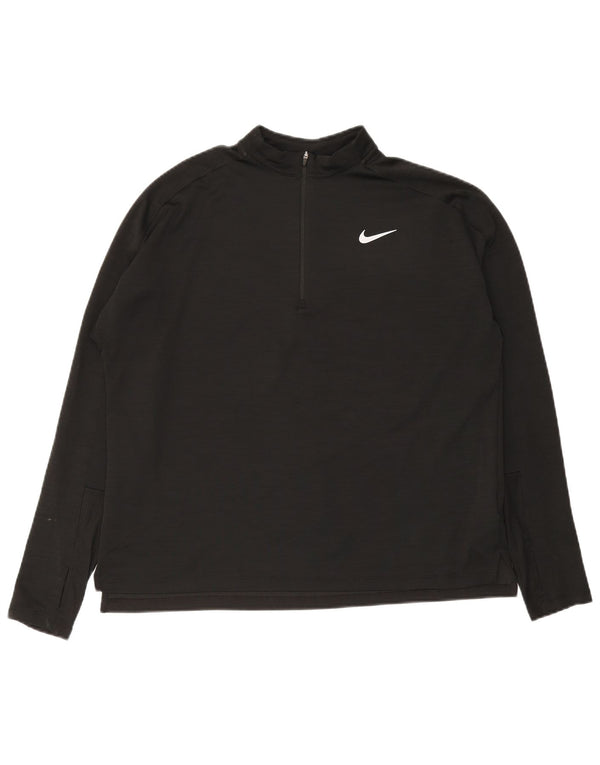 Nike muška majica s dugim rukavima i izrezom s patentnim zatvaračem XL crna sportska obuća od poliestera