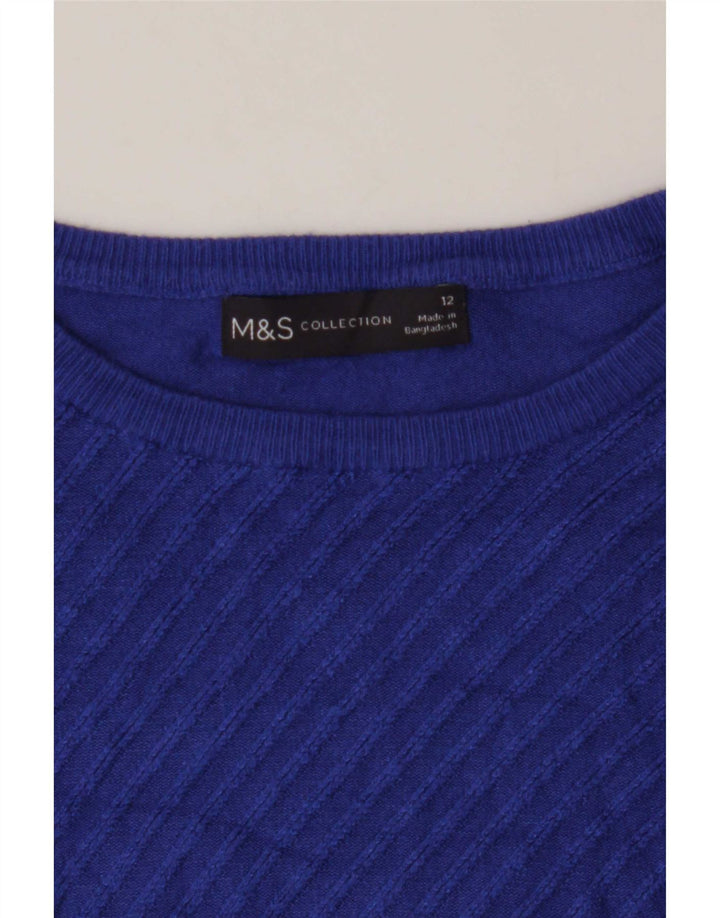 Marks & Spencer ženski džemper s veznim izrezom UK 12 Srednje plava