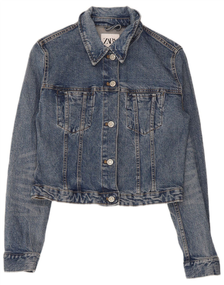 Zara ženska crop traper jakna UK 10 Small Blue