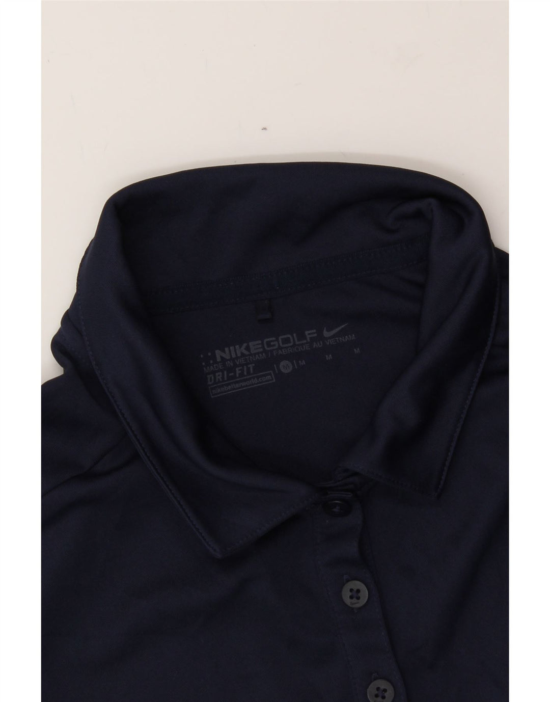 NIKE Womens Dri Fit Polo Shirt UK 12 Medium Navy Blue Polyester Vintage Nike and Second-Hand Nike from Messina Hembry 