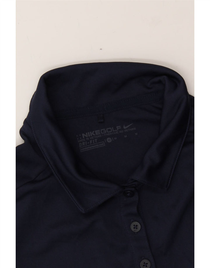 NIKE Womens Dri Fit Polo Shirt UK 12 Medium Navy Blue Polyester Vintage Nike and Second-Hand Nike from Messina Hembry 