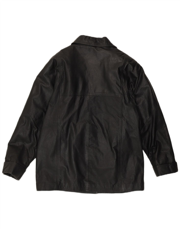 Moderna klasična ženska široka kožna jakna UK 14 srednje crna koža