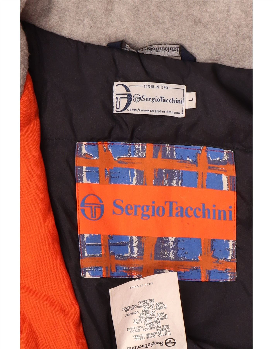 Sergio Tacchini muška skijaška jakna s kapuljačom UK 40 Large Orange Colourblock